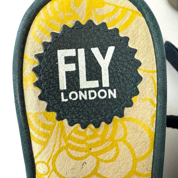 Fly London Womens Perforated Peep Toe Wedge Size 36 / 5.5-6 Suede Leather Blue - Picture 6 of 10